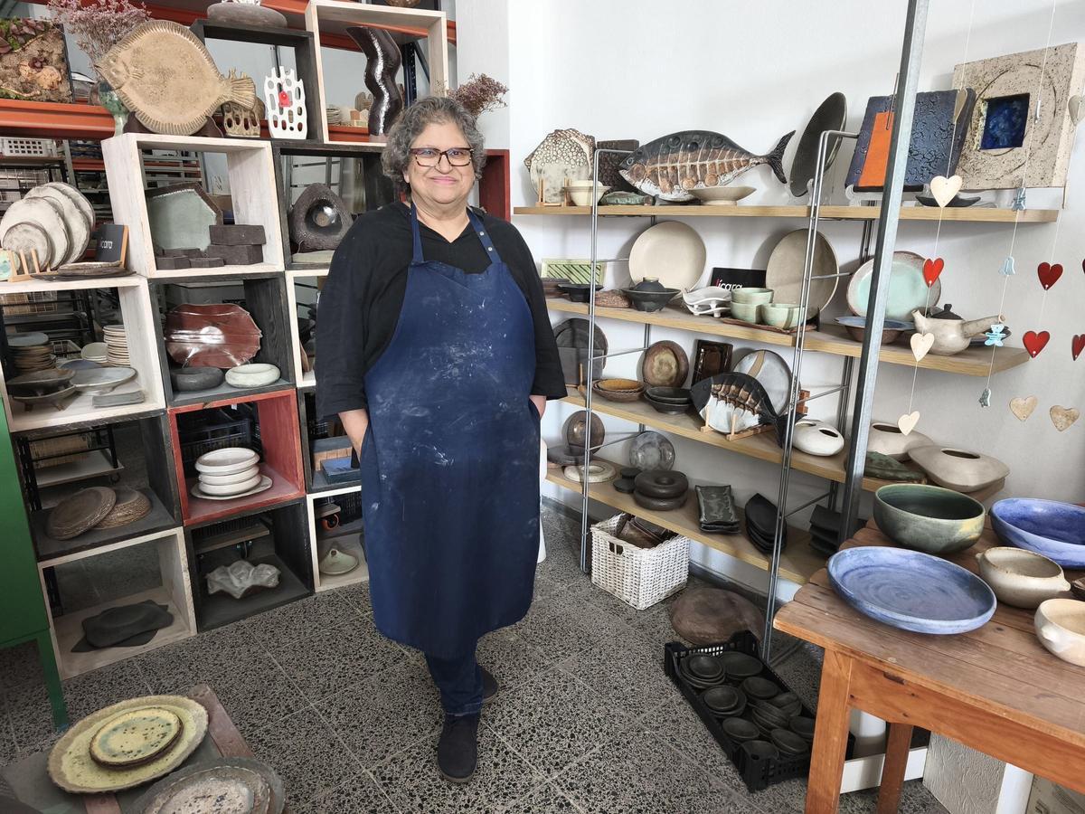 Pilar González, en su taller.