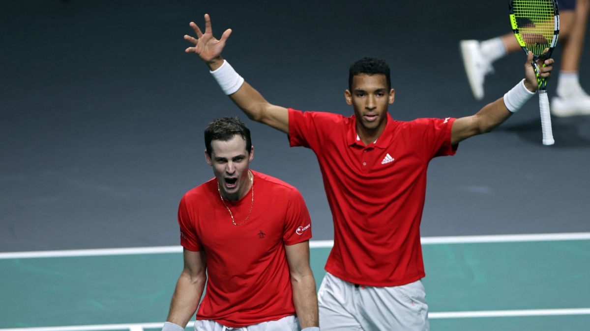 Félis Auger Aliassime celebra el pase a la final de la Copa Davis