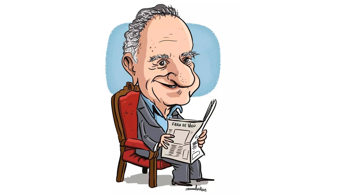 Caricatura de Xesús Alonso Montero.