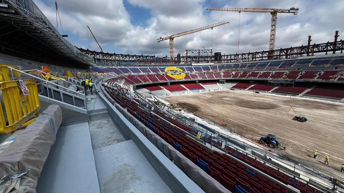 Estado de las obras del Camp Nou en una imagen difundida por el Barça este 18 de abril.