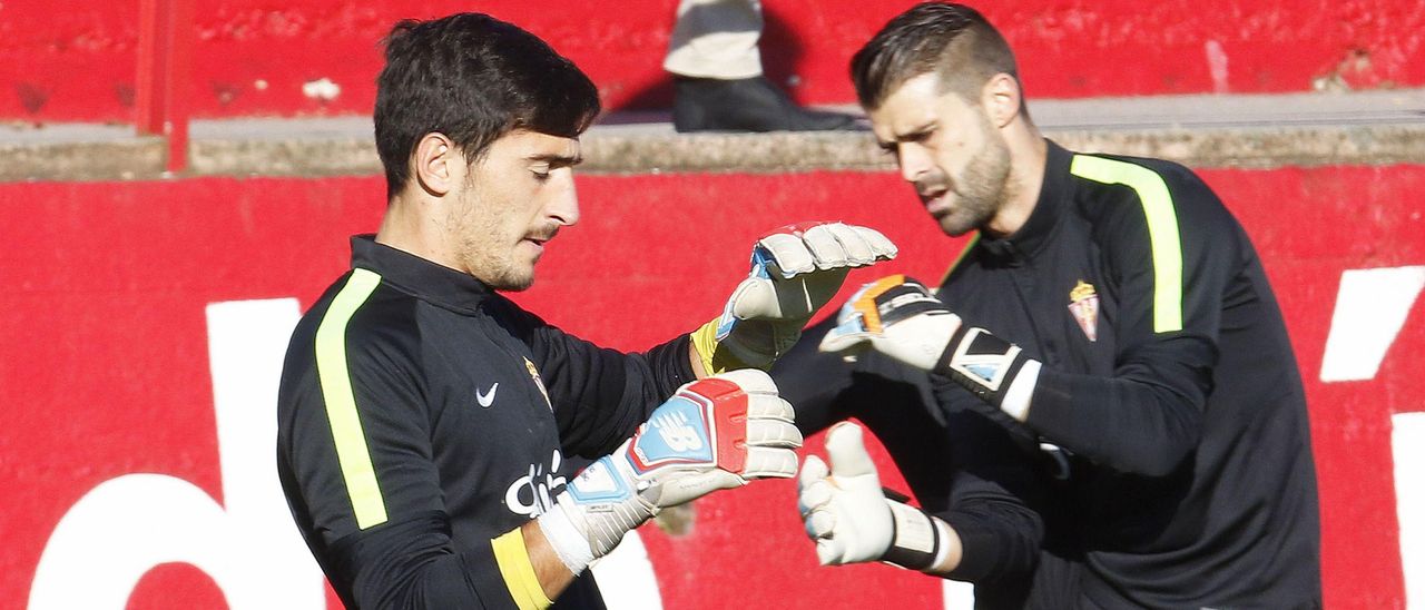 Mariño y Cuéllar, durante su etapa en el Sporting.