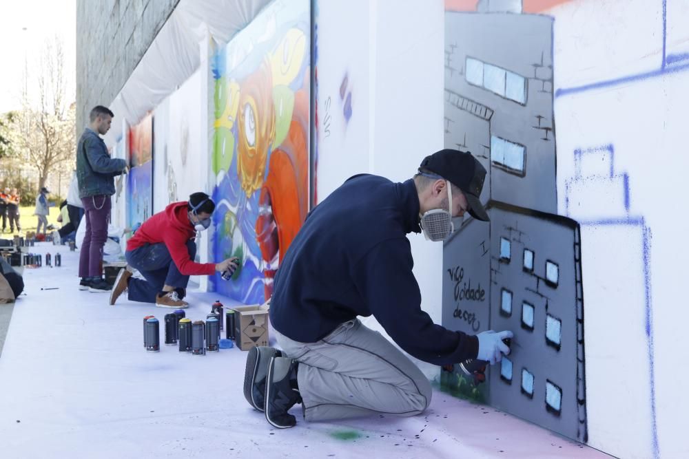 El graffiti de la guardesa, ganador entre los 14 participantes en el festival del Proyecto Ewa.