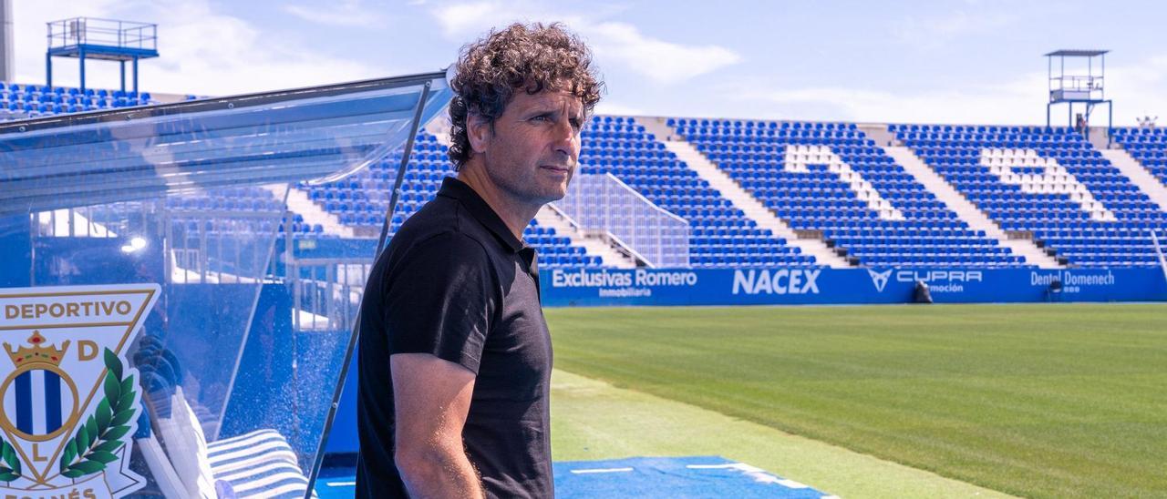 Imanol Idiakez, en Butarque en su presentación como entrenador del Leganés.