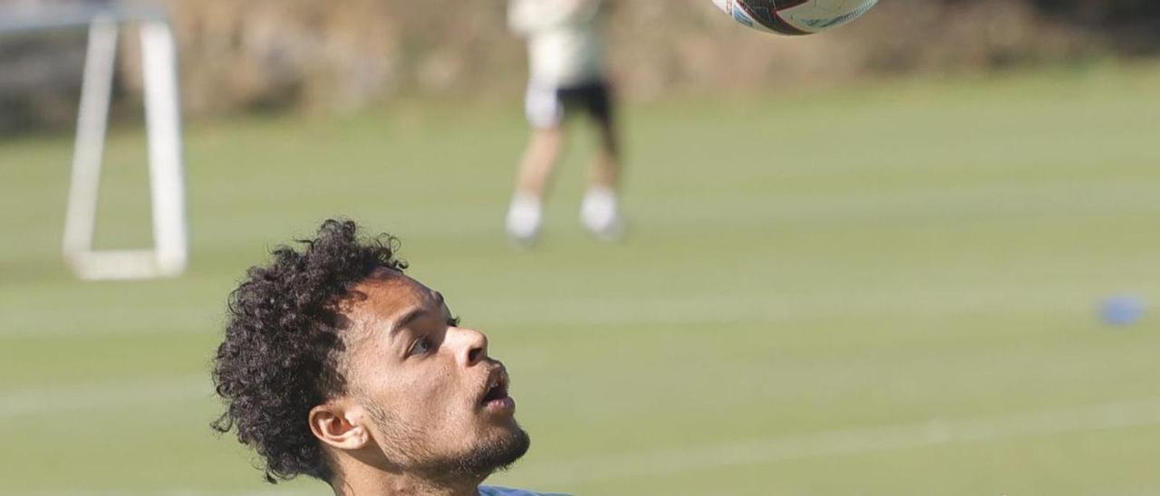 Koba, durante el entrenamiento de ayer. | Miki López