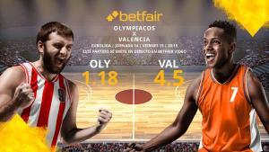 Olympiacos BC vs. Valencia Basket: horario, TV, estadísticas, clasificación y pronósticos