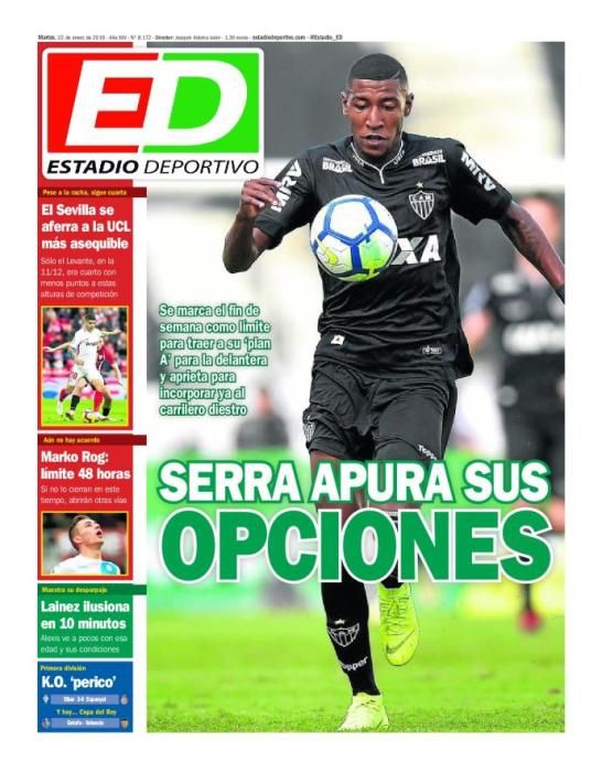 Portada ESTADIO DEPORTIVO martes 22 enero 2019