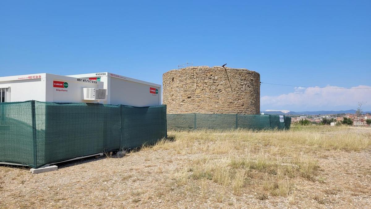 Preparatiu per a les obres a la Torre de Santa Caterina