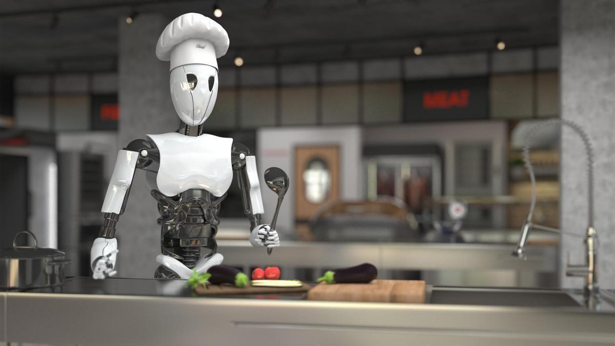 Un robot en una cocina
