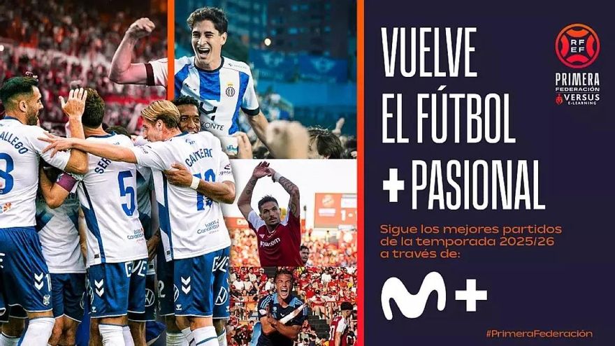La Primera Federación de Cacereño y Mérida llega a Movistar+: diez partidos por jornada en televisión