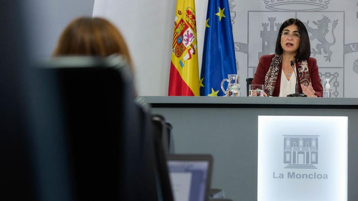 Carolina Darias, ayer, tras el Consejo Interterritorial del Sistema Nacional de Salud. |   // E. PRESS