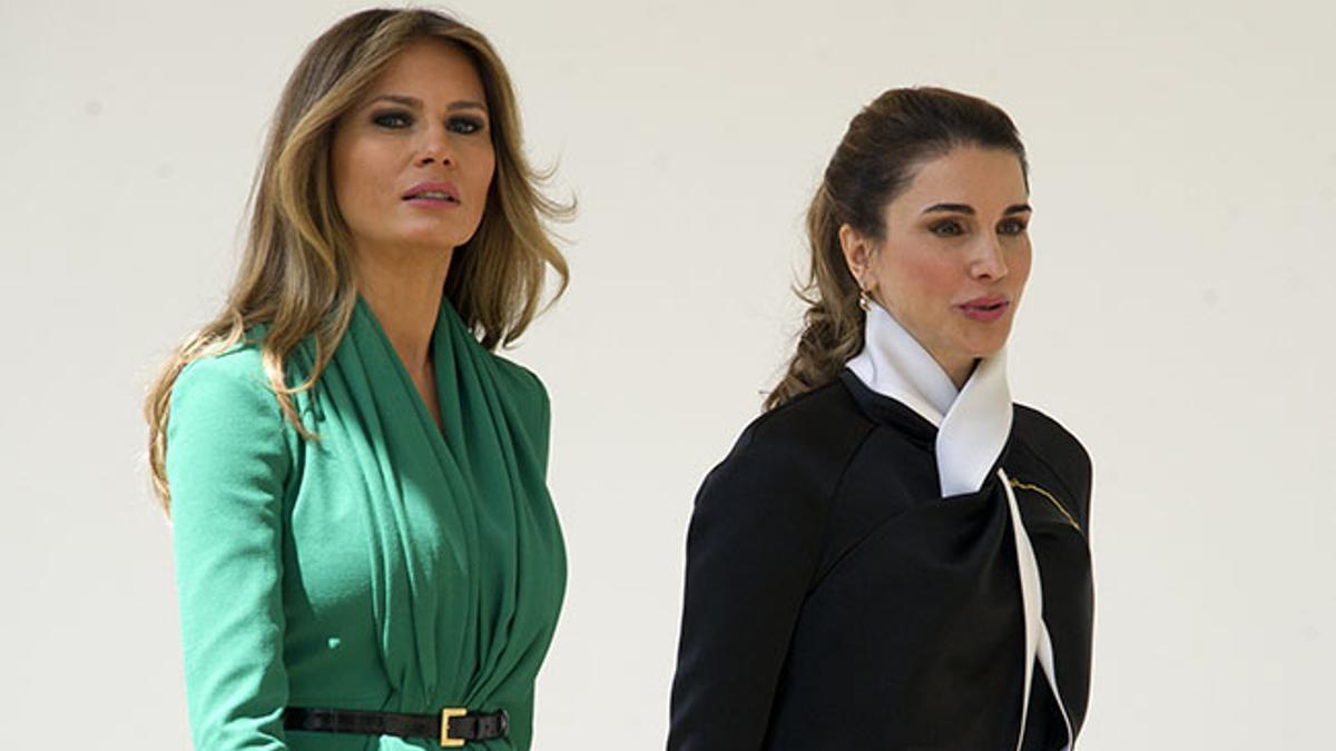 Melania Trump y Rania de Jordania durante su encuentro en la Casa Blanca