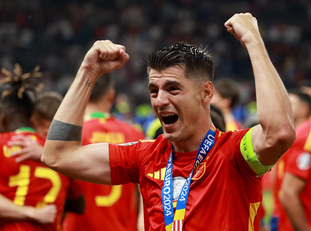Morata celebrando la Eurocopa 2024