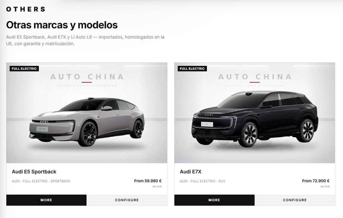 Ambos modelos de AUDI están disponibles en la web de Auto China.