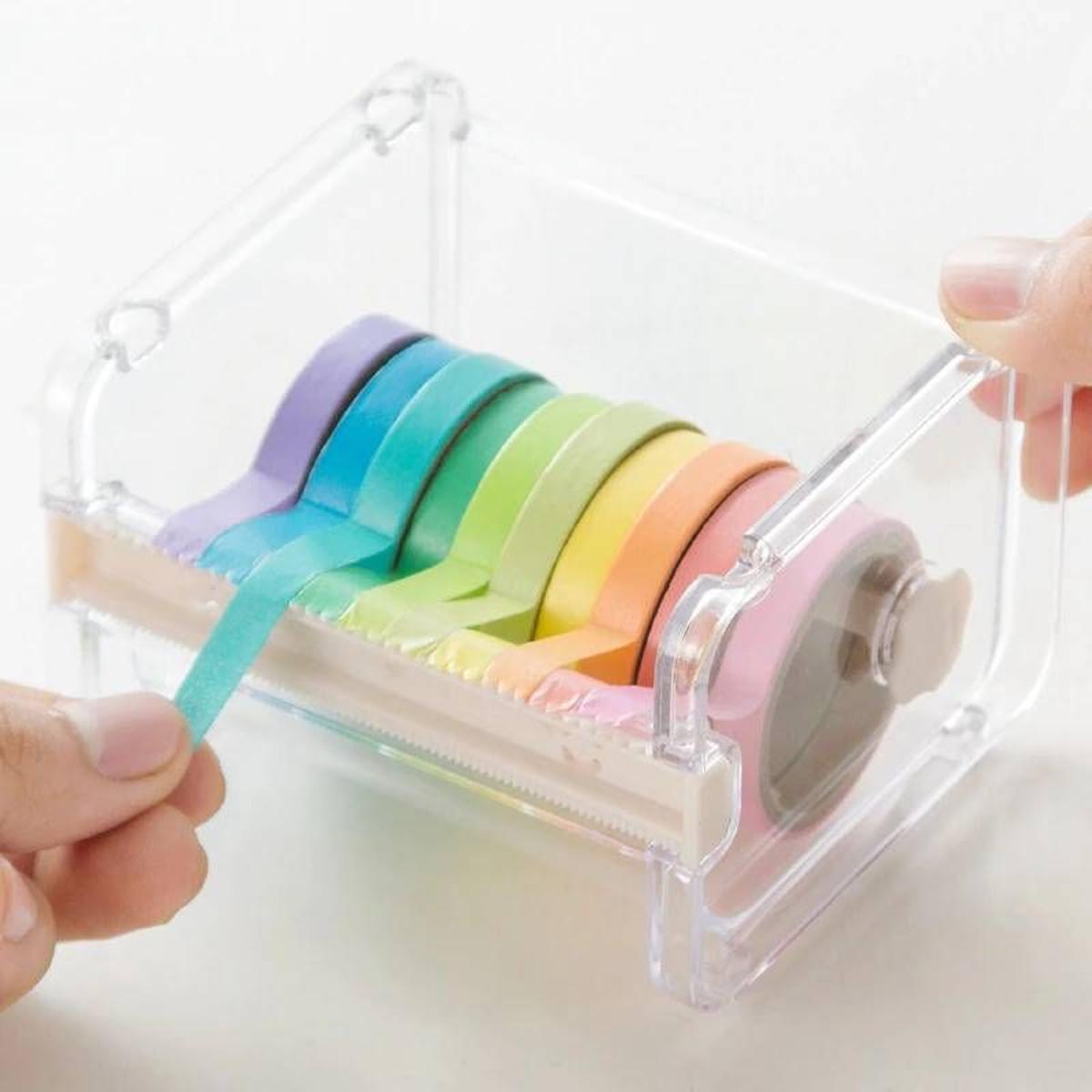 Washi tape de colores pastel con dispensador incluido