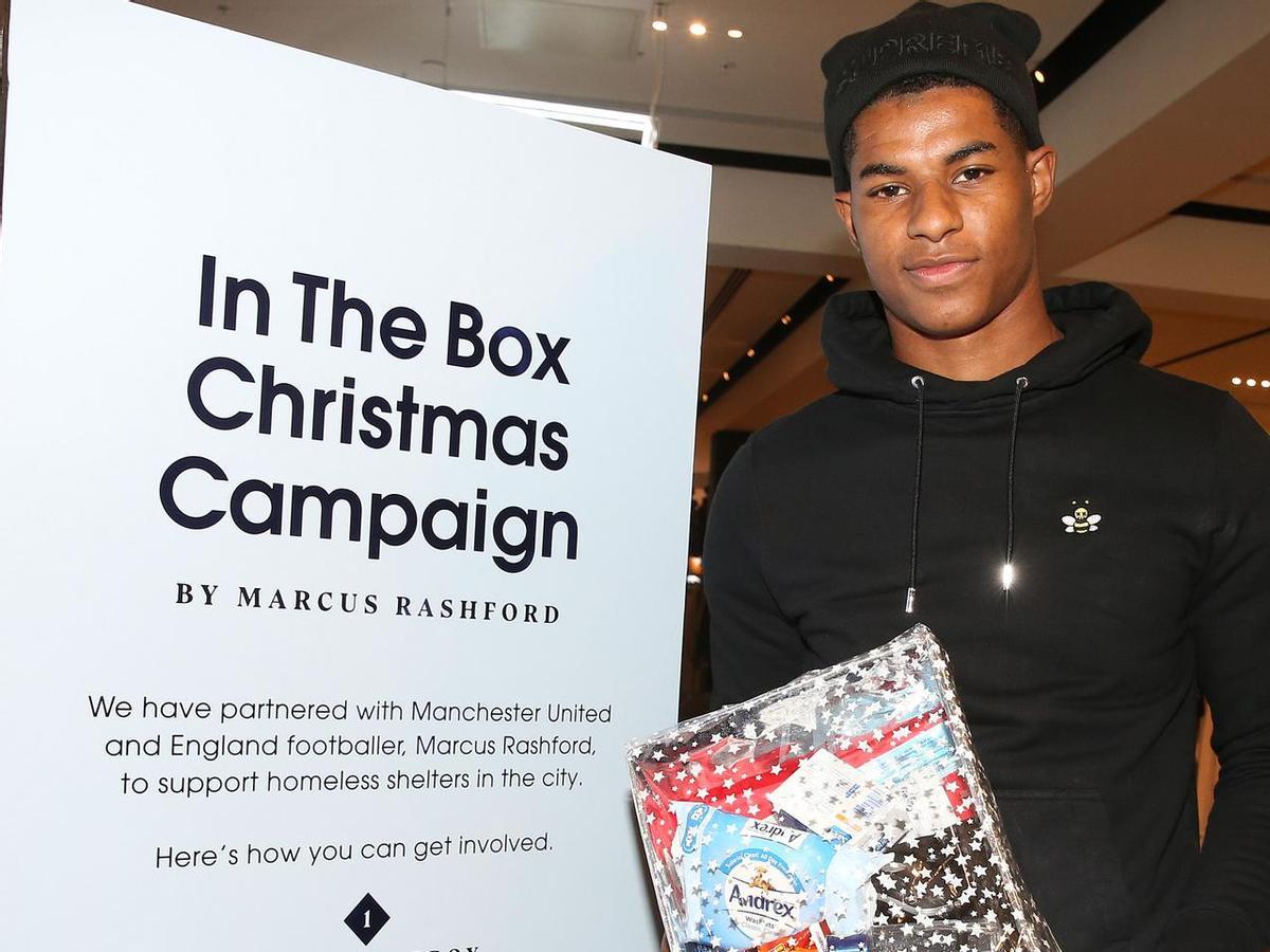 Marcus Rashford durante la campaña benéfica 'In the Box'.