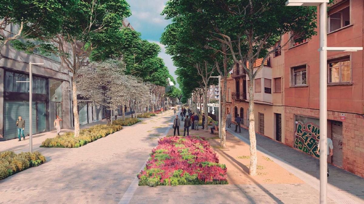 Imagen virtual que recrea la calle Enamorats, en Barcelona, tras la remodelación proyectada.