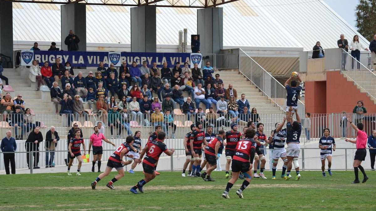 Imagen del partido entre Huesitos La Vila Rugby y el Sant Cugat jugado el domingo en El Pantano.