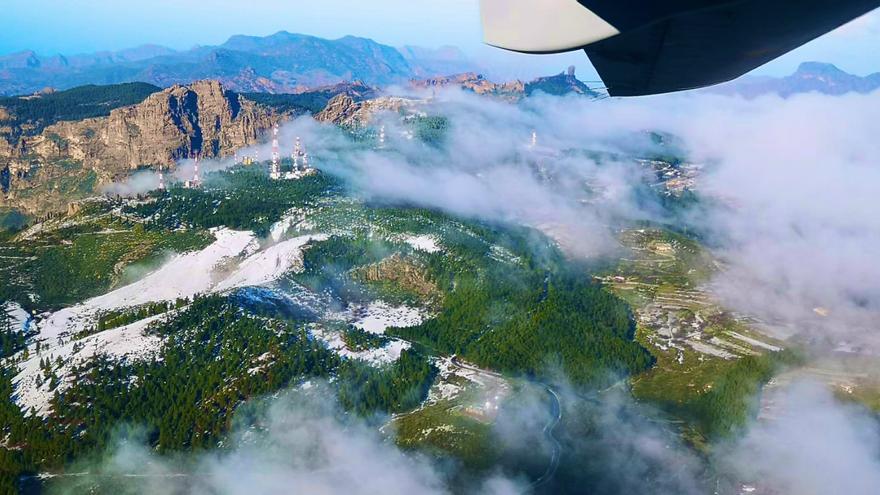 La nieve en Gran Canaria, desde el aire