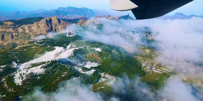 La nieve en Gran Canaria, desde el aire