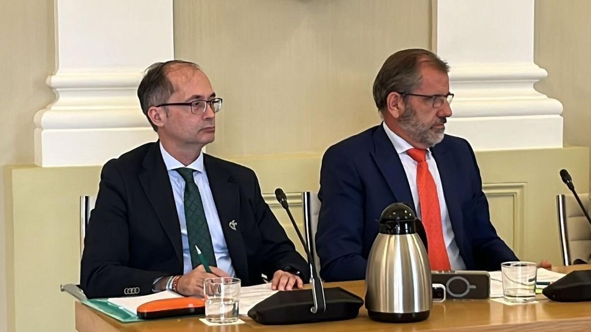 Los dos ediles de Vox Cáceres en un pleno.