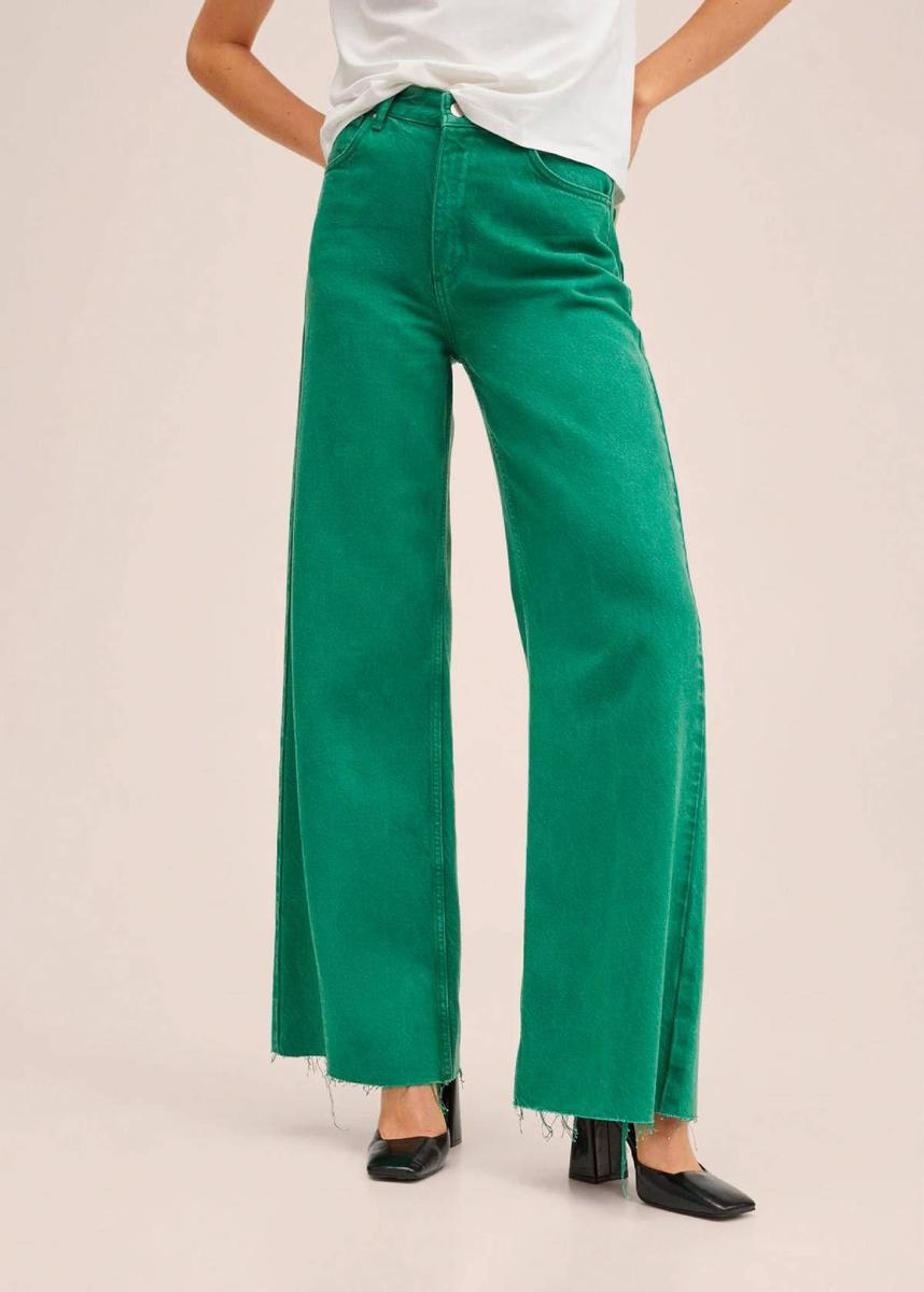 Pantalón 'wide leg' en tono verde de Mango