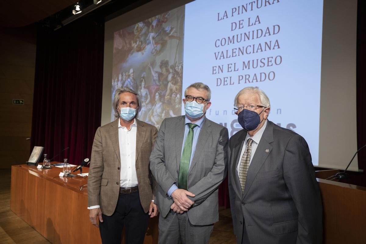El presidente de la Fundación Conexus, Manuel Broseta, el director del Prado, Miguel Falomir y el Director de Honor del Prado, Felipe Garín.