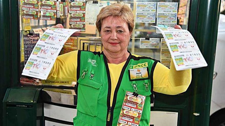 La vendedora de lotería Josefa López Varela, ayer.