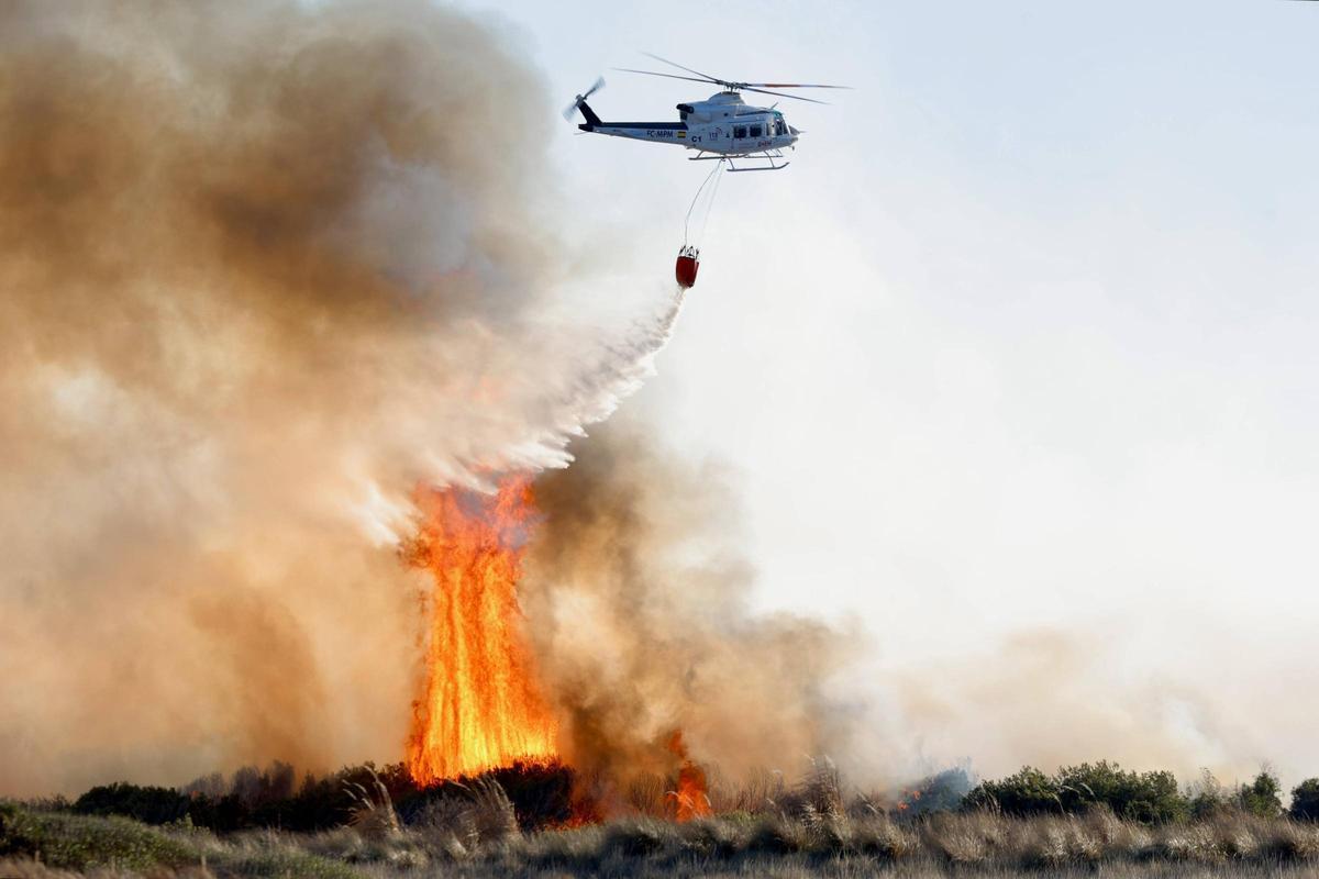 El incendio del Saler en el momento álgido.