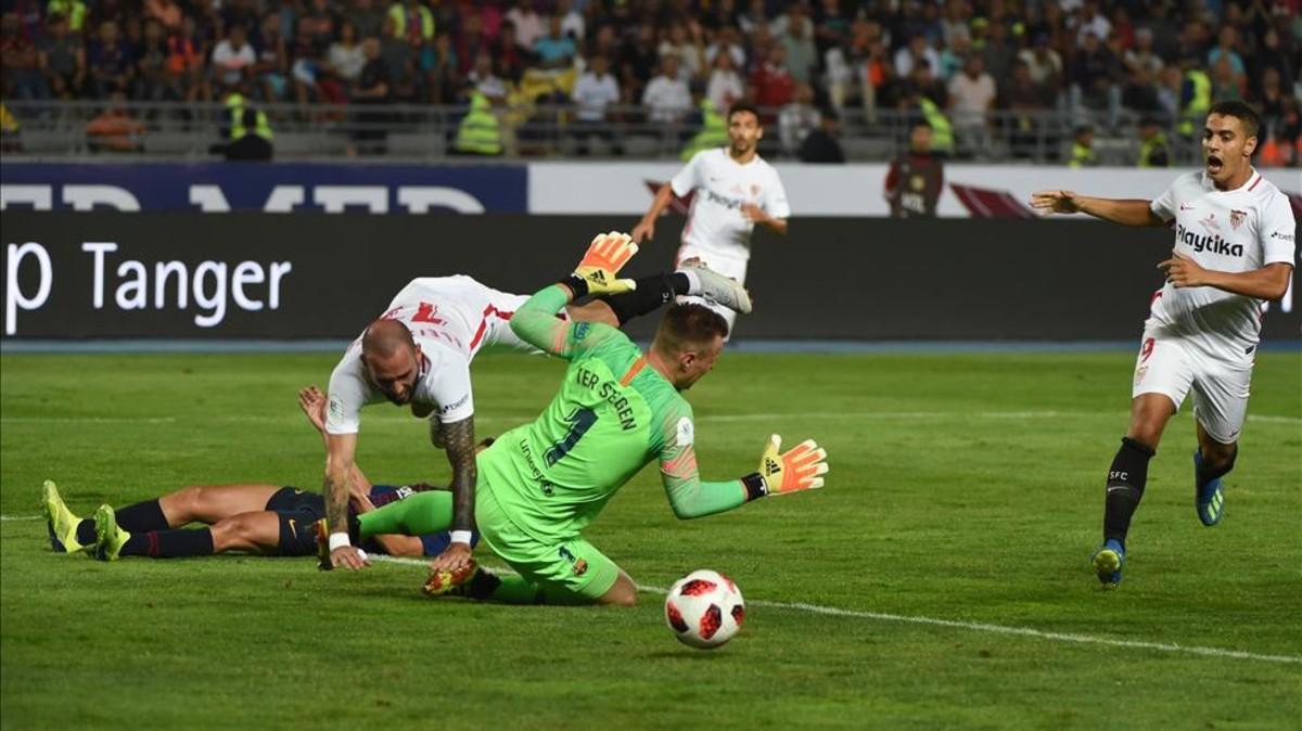 La acción polémica que acabó con penalty, que detuvo Ter Stegen