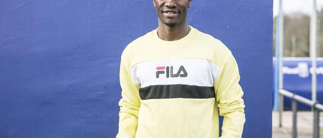 Ibrahima Baldé, ayer, tras el entrenamiento.