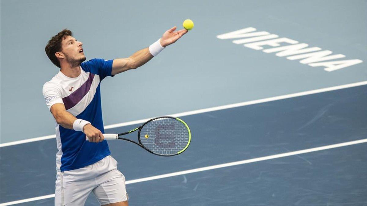 Carreño, sirviendo en el partido ante Monfils