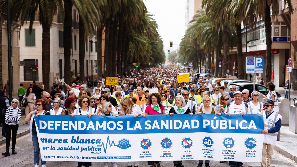 Manifestación en defensa de la Sanidad pública en Málaga, el pasado abril.