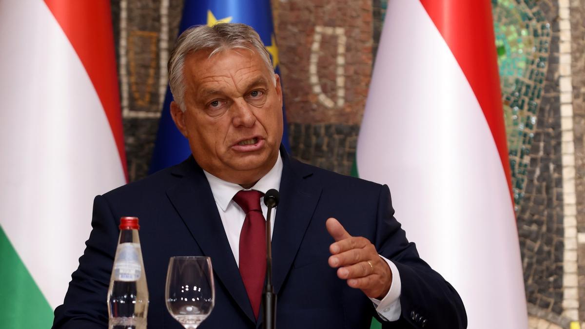 El primer ministro de Hungría, Víktor Orban, durante una rueda de prensa.