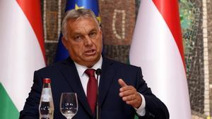 El primer ministro de Hungría, Víktor Orban, durante una rueda de prensa.