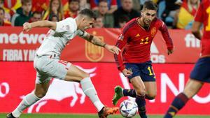 Ferran Torres, delantero de la selección española, durante un partido contra Suiza
