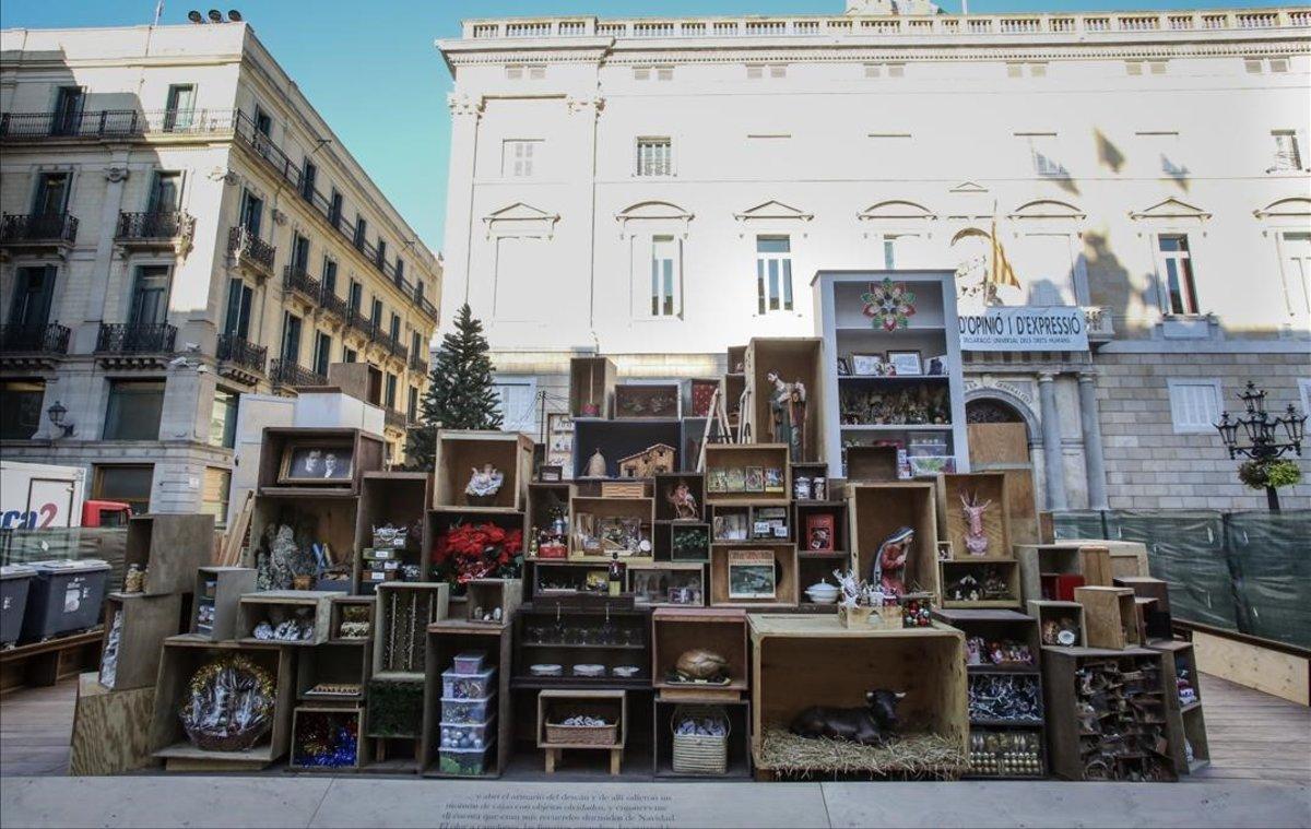 El belén de la plaza de Sant Jaume, en Barcelona.