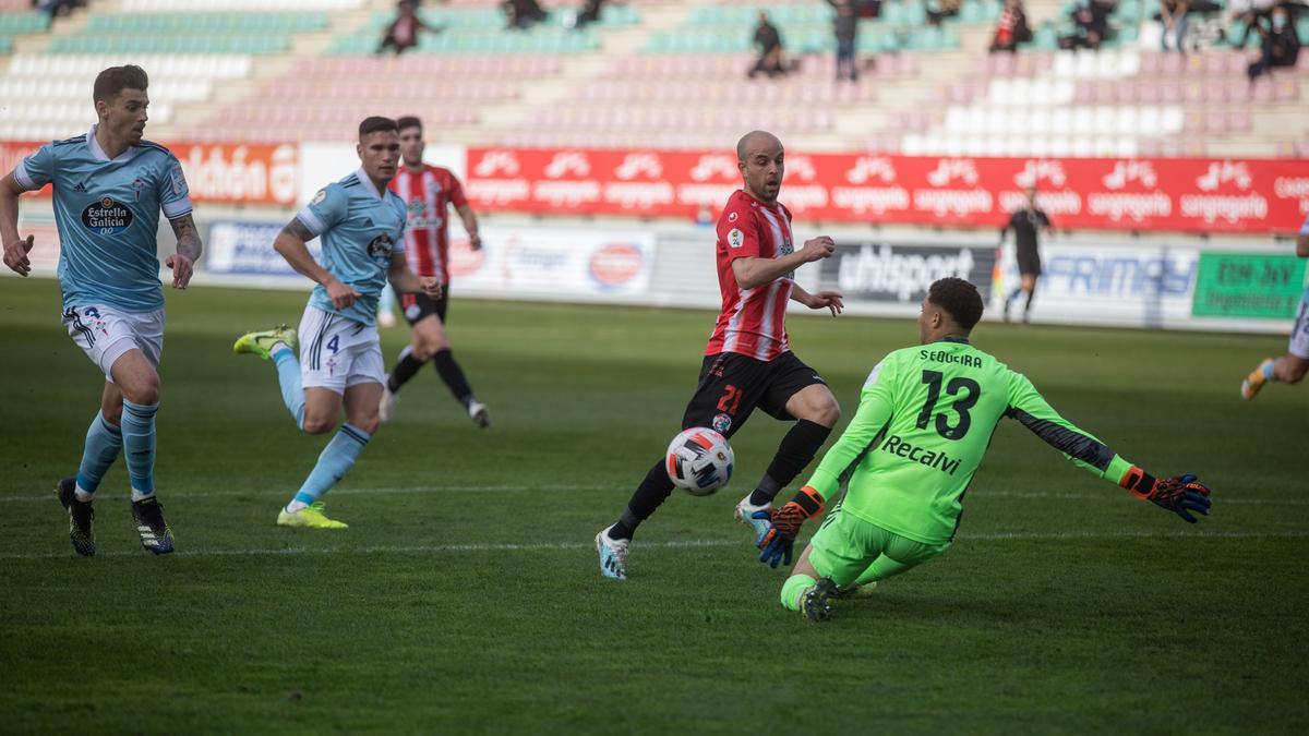 Imagen del último partido del Zamora y el Celta B, en febrero en el Ruta de la Plata.