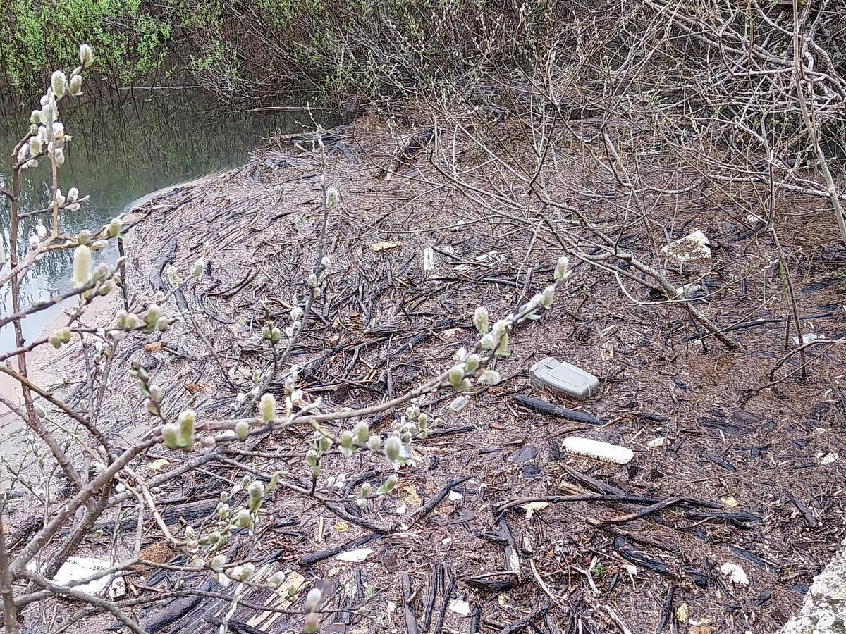 Basura y restos en el embalse somedano.