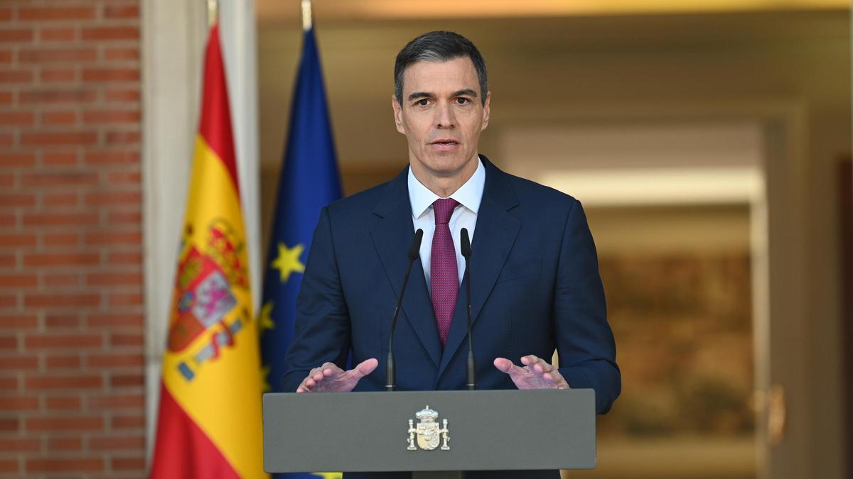 El presidente del Gobierno Pedro Sánchez comparece en Moncloa el pasado 29 de abril