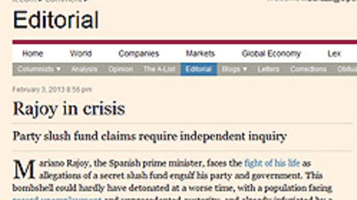 El editorial del 'Financial Times' sobre Rajoy.