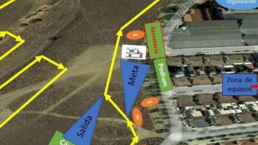 Plano del circuito ubicado en el barrio de la Vírgen del Canto.