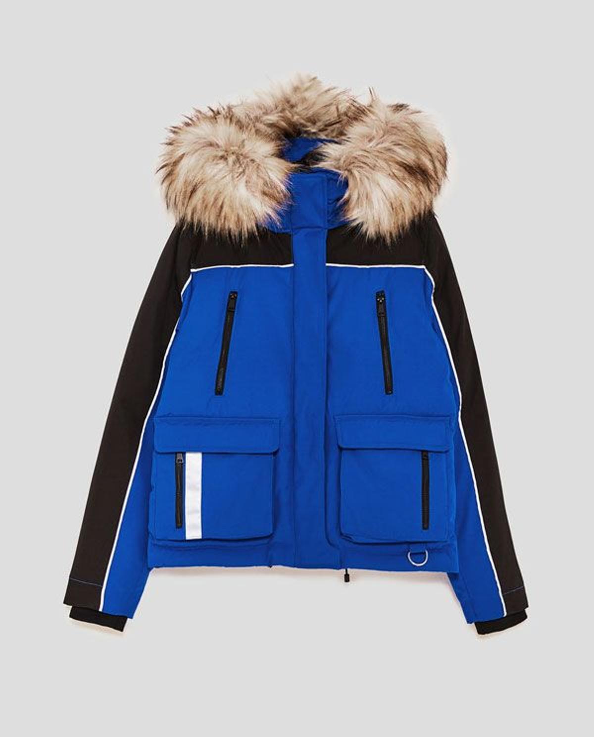 Rebajas 2018: Parka plumas azul eléctricos, Zara