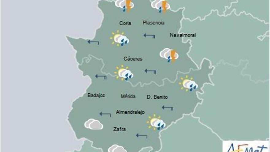 Amplían la alerta amarilla por lluvias a la provincia de Badajoz y hasta la madrugada del domingo