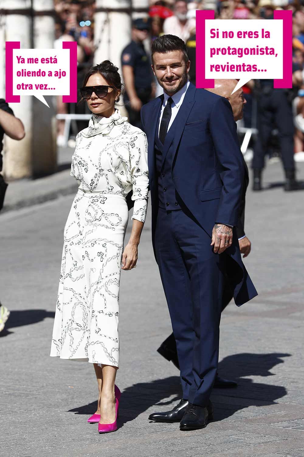 Victoria y David Beckham a su llegada a la catedral de Sevilla