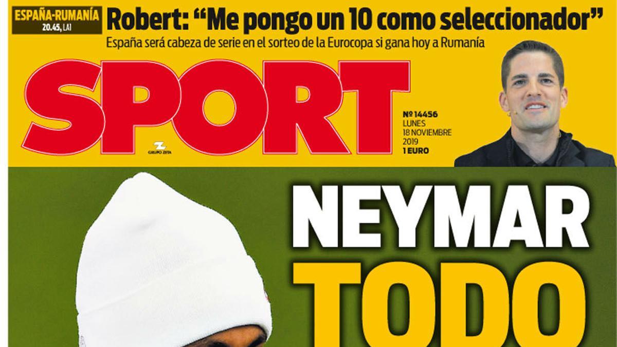 Esta es la portada de SPORT del lunes 18 de noviembre