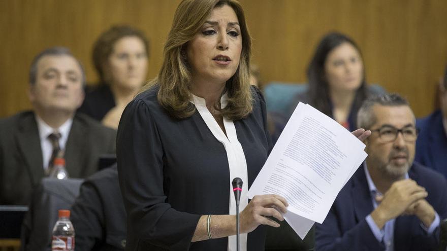 Susana Díaz, durante la sesión de control en el Parlamento andaluz.