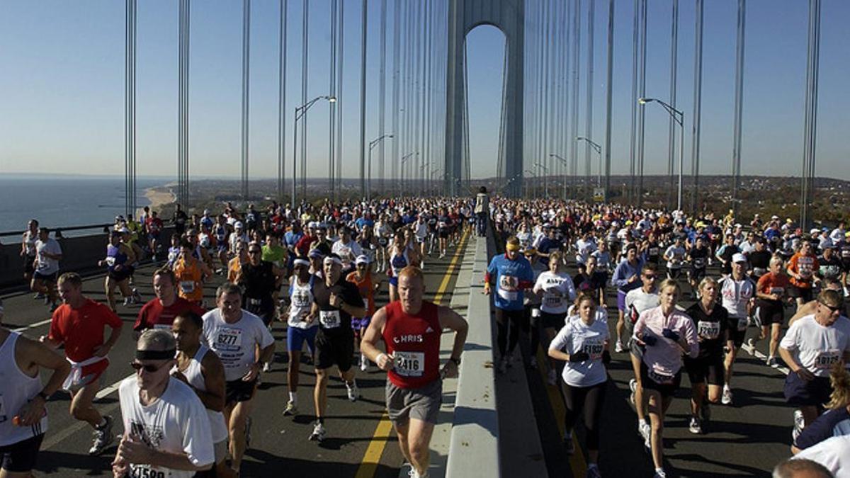 Un grupo de participantes en el maraton de Nueva York.