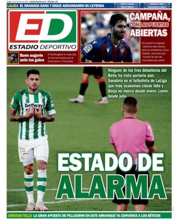 Portada ESTADIO DEPORTIVO lunes 26 octubre 2020