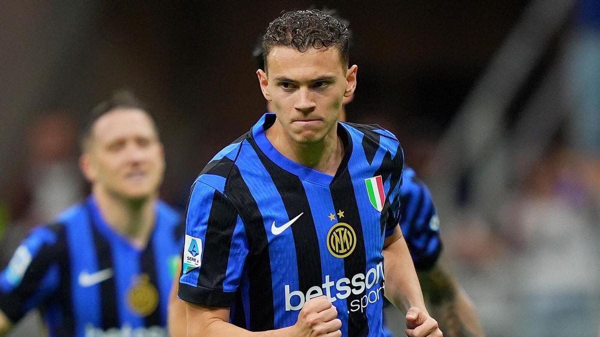 Inter Milan's Kristjan Asllani   celebrates after scoring   1-0    during  the Serie A soccer match between Inter and Hellas Verona  at San Siro Stadium in Milan  , North Italy - Saturday , May 03 , 2025  . Sport - Soccer . (Photo by Spada/LaPresse)