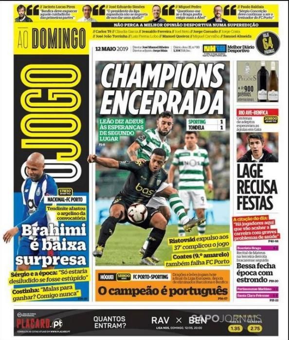 Portada O JOGO domingo 12 mayo 2019